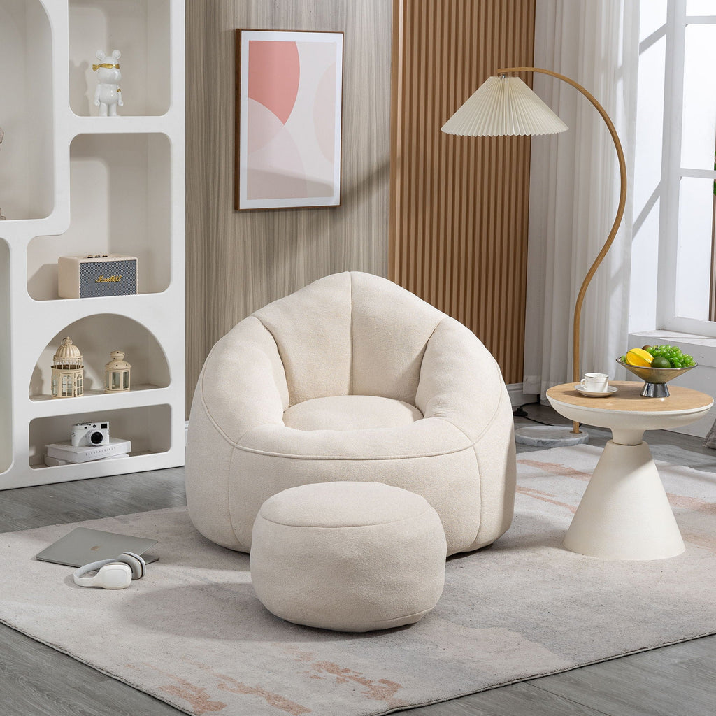 High Pressure Foam Bean Bag Sofa Chair with Footrest – Multiple Colors