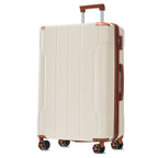 Brown & White Expandable Hardshell 6-Piece Luggage Set with TSA Locks