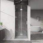 Frameless Bi Fold Shower Doors with Tempered Glass - Chrome