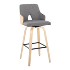 Stella Contemporary Fixed Height Barstool Set with Swivel Square Footrest - Dark Gray or Beige