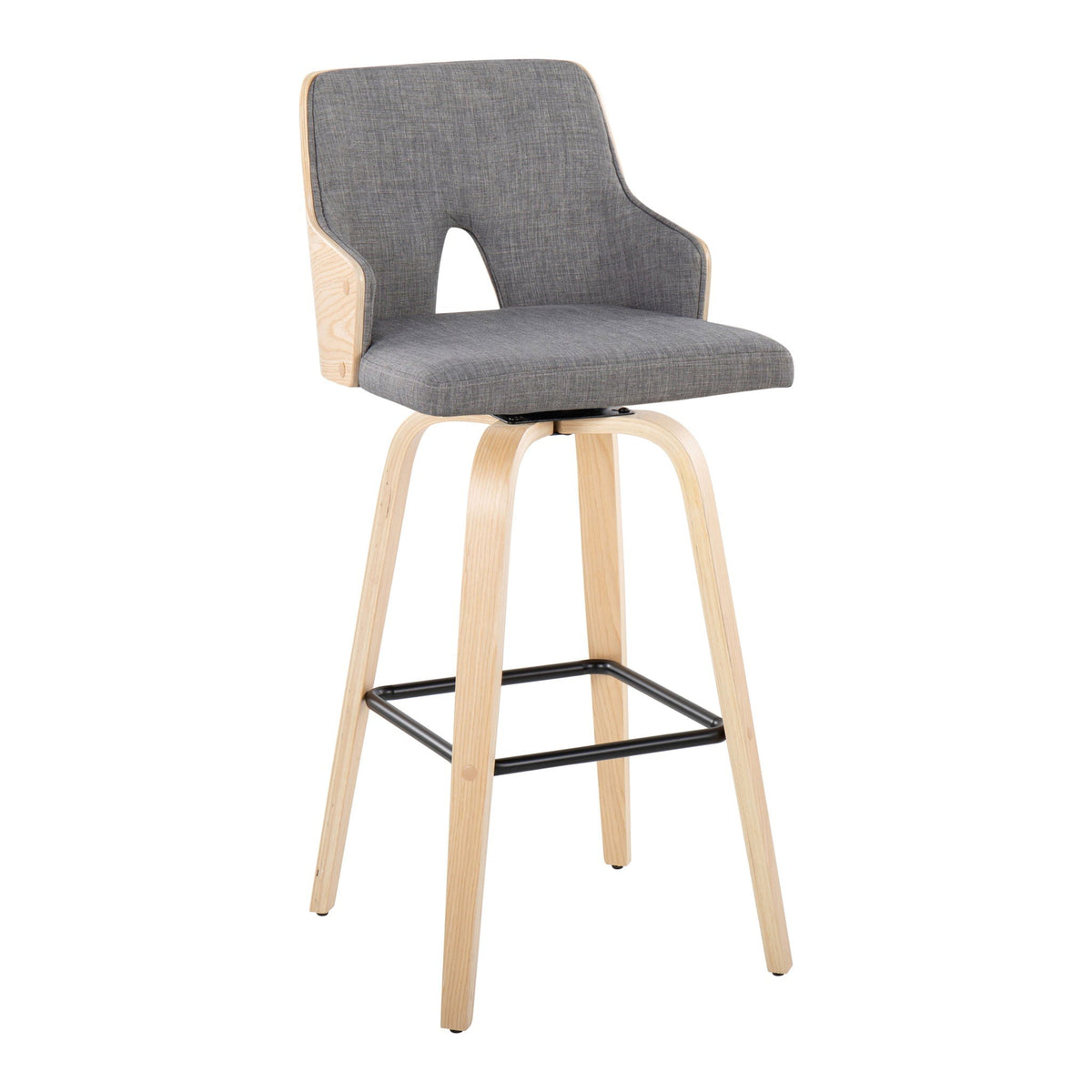 Stella Contemporary Fixed Height Barstool Set with Swivel Square Footrest - Dark Gray or Beige