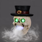 LED Light-Up Skull with Mist Maker - Resin Halloween Decor