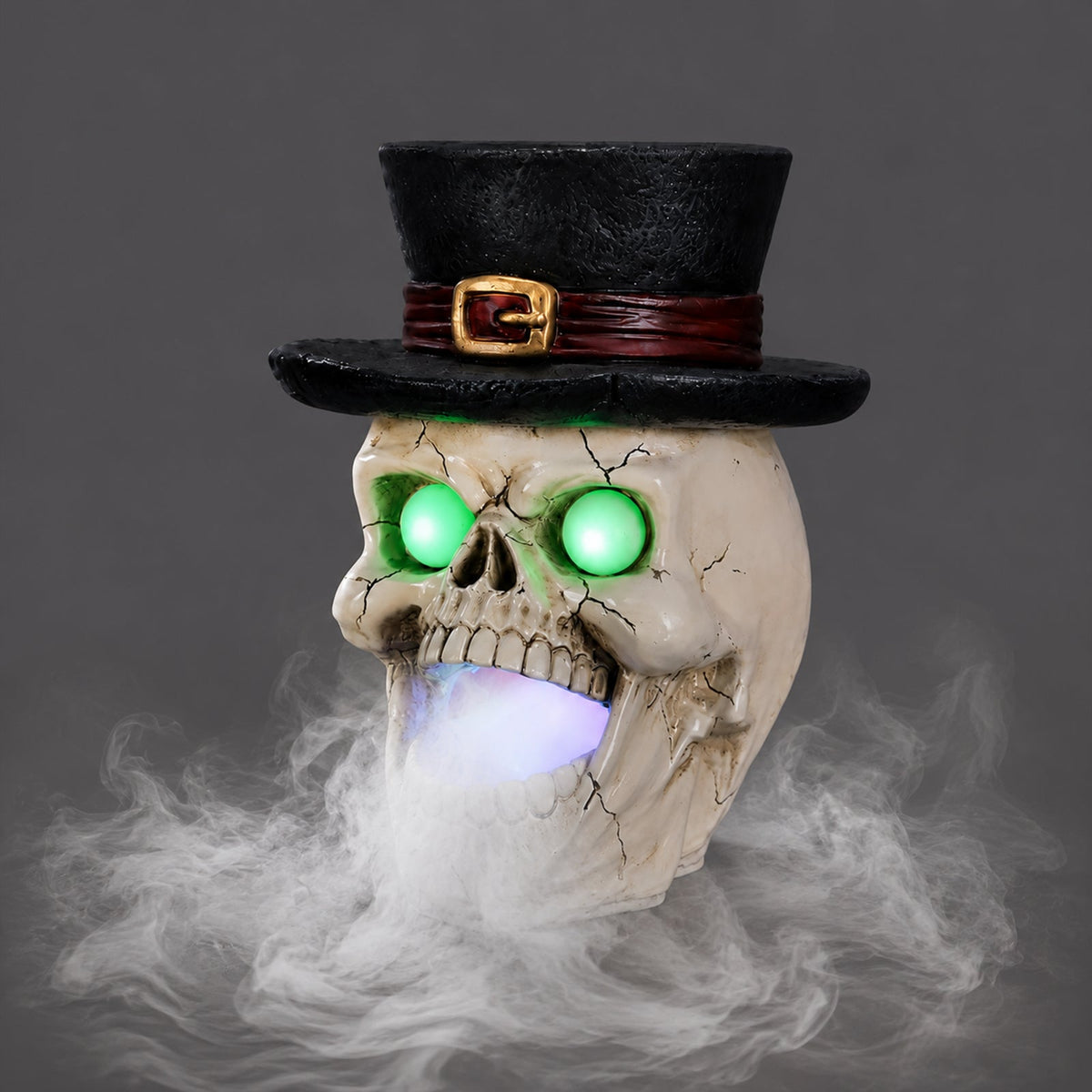 LED Light-Up Skull with Mist Maker - Resin Halloween Decor