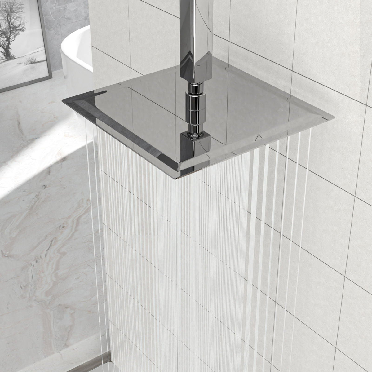 10" Square Rainfall Shower Head with 360° Adjustability – Multiple Colors