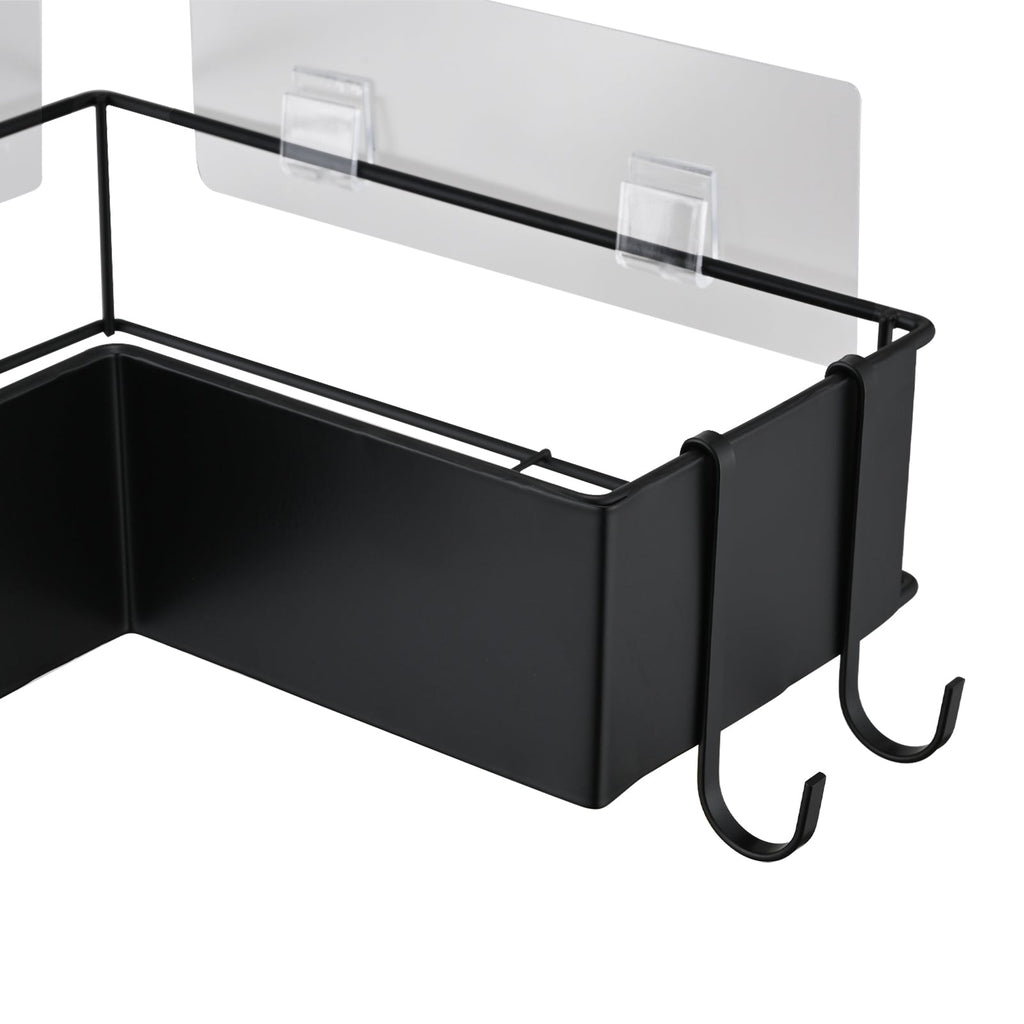 Adhesive Corner Shower Caddy 2-Pack with Hooks - Stainless Steel