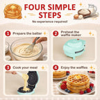 4" Kids Mini Waffle Maker - Waffle Iron with 6PCS Removable Plates