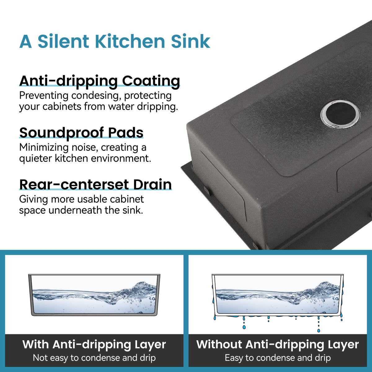 Stainless Steel Kitchen Sink with Single Bowl - Brushed