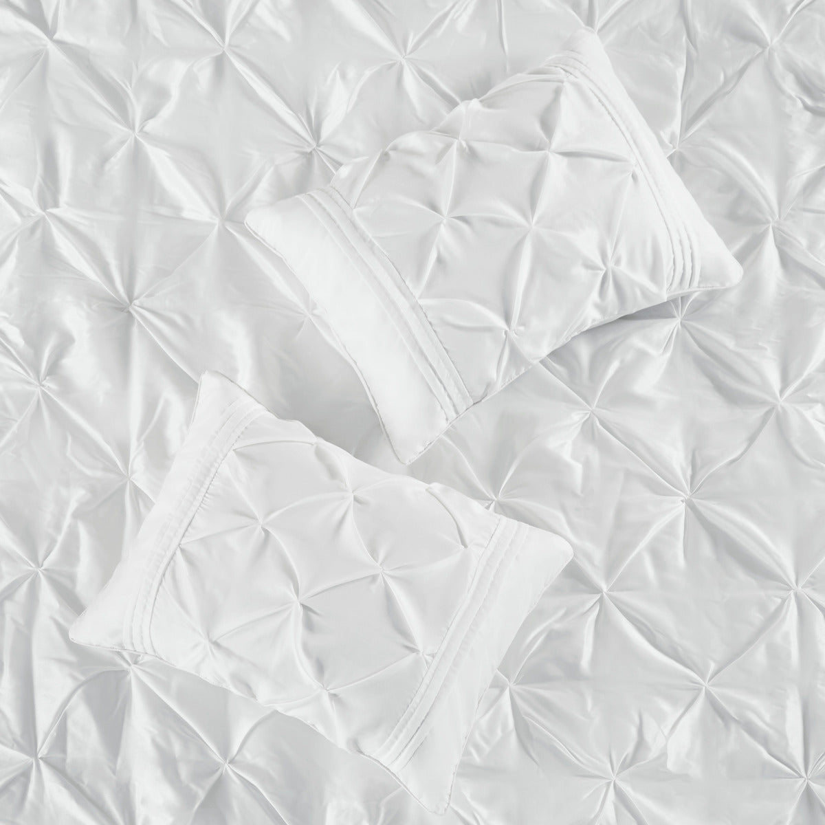 7 Piece Tufted Comforter Set with Hypoallergenic Filling - White