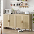 Buffet Cabinet with Adjustable Shelves and Rattan Doors - Light or Dark Brown