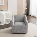 Modern Upholstered Barrel Armchair with 360° Swivel - Gray