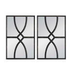 Rectangular Wooden Wall Mirror with Antique Frame, Set of 2 - Black or White