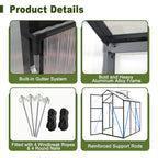 Windproof Greenhouse with Raised Base - Polycarbonate Panels - Black