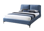 Fully Upholstered Bed with Large Pillowed Headboard - Light Blue or Light Brown