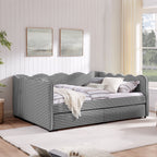 Gingham Daybed with USB Charging Port and Wave-Shaped Design - Multiple Colors