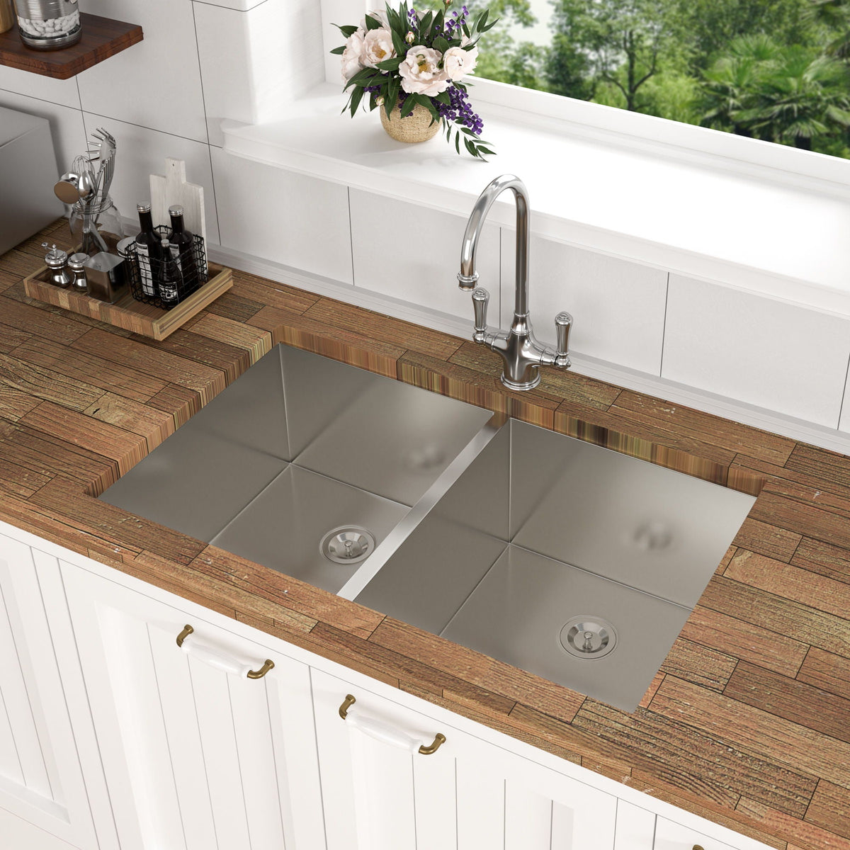 Modern Double Bowl Undermount Sink with 10" Deep Basins - Gray