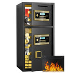Large Double Door Digital Security Safe with Fireproof and Waterproof Bag - Black