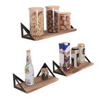Floating Shelves Set of 3 - Wall Mounted Natural Wood