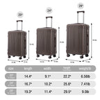 3 Piece ABS Spinner Wheel Luggage Set with Spinner Wheels - Brown
