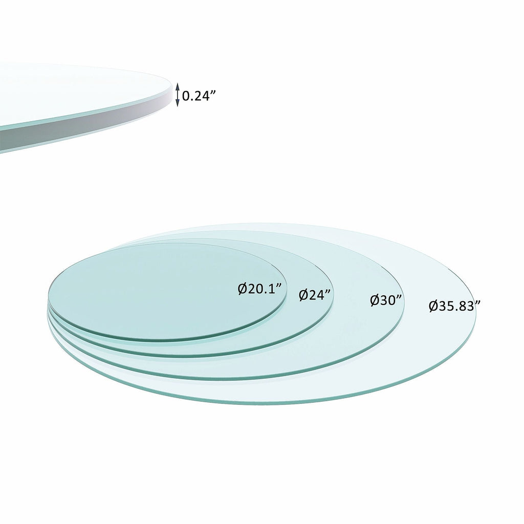 20" Round Tempered Glass Table Top with Flat Polished Edge - Transparent