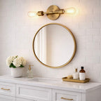 Reverie Double Lights Bathroom Wall Sconce Over Mirror - Clear / Gold