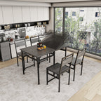 Extendable Dining Table Set with 4 Chairs – MDF and Metal