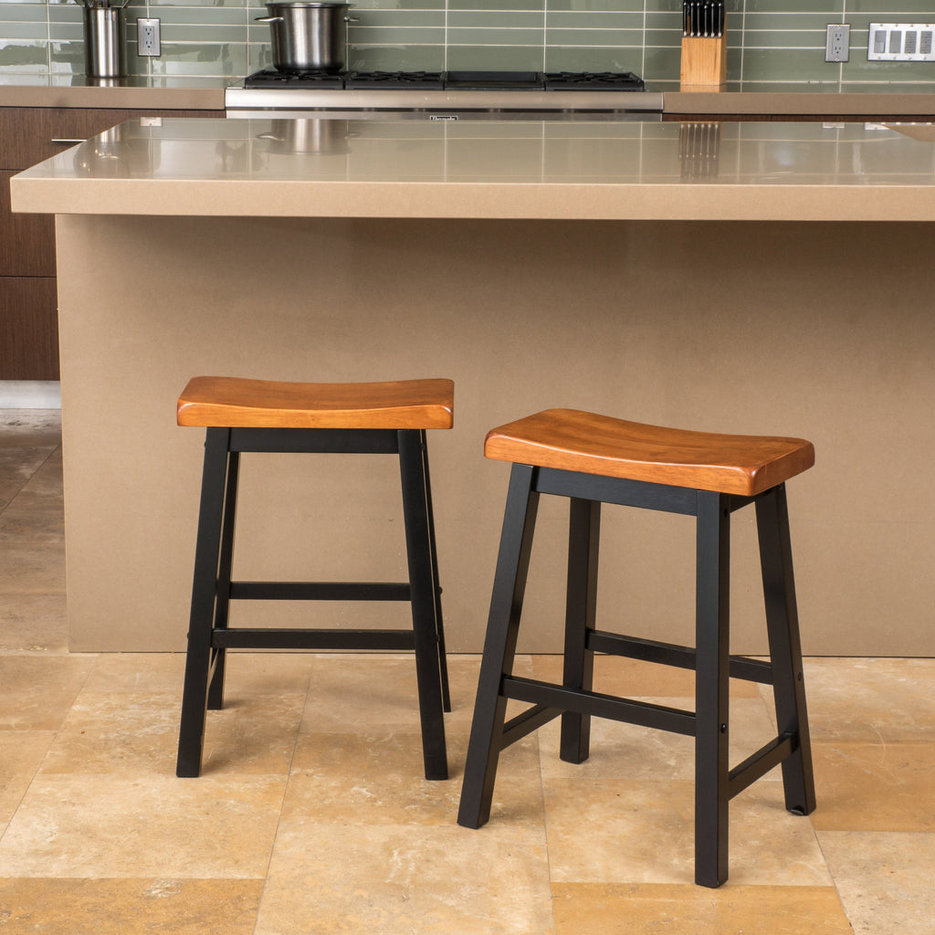 Wood 24" Saddle Stool with Saddle Seat - Walnut