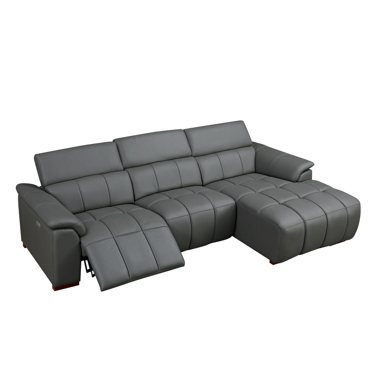 Modern Wall-Hugger Reclining Sofa with Electric Control - Genuine Leather