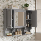 Wall Mounted Bathroom Medicine Cabinet With Mirror & Open Shelves