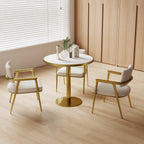 Round Modern Tulip Dining Table with Sintered Stone Top - Faux Marble
