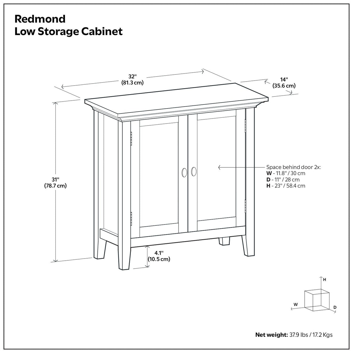 Handcrafted Low Storage Cabinet with Adjustable Shelves - Multiple Colors