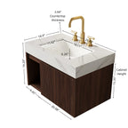 Eiden 30" Bathroom Vanity & Sink with Sintered Stone Top - Walnut