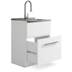 White Laundry Cabinet with Stainless Steel Sink and Faucet