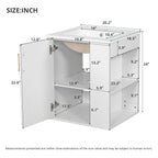 Wall Mounted Bathroom Cabinet with Side Shelf and Sink - White