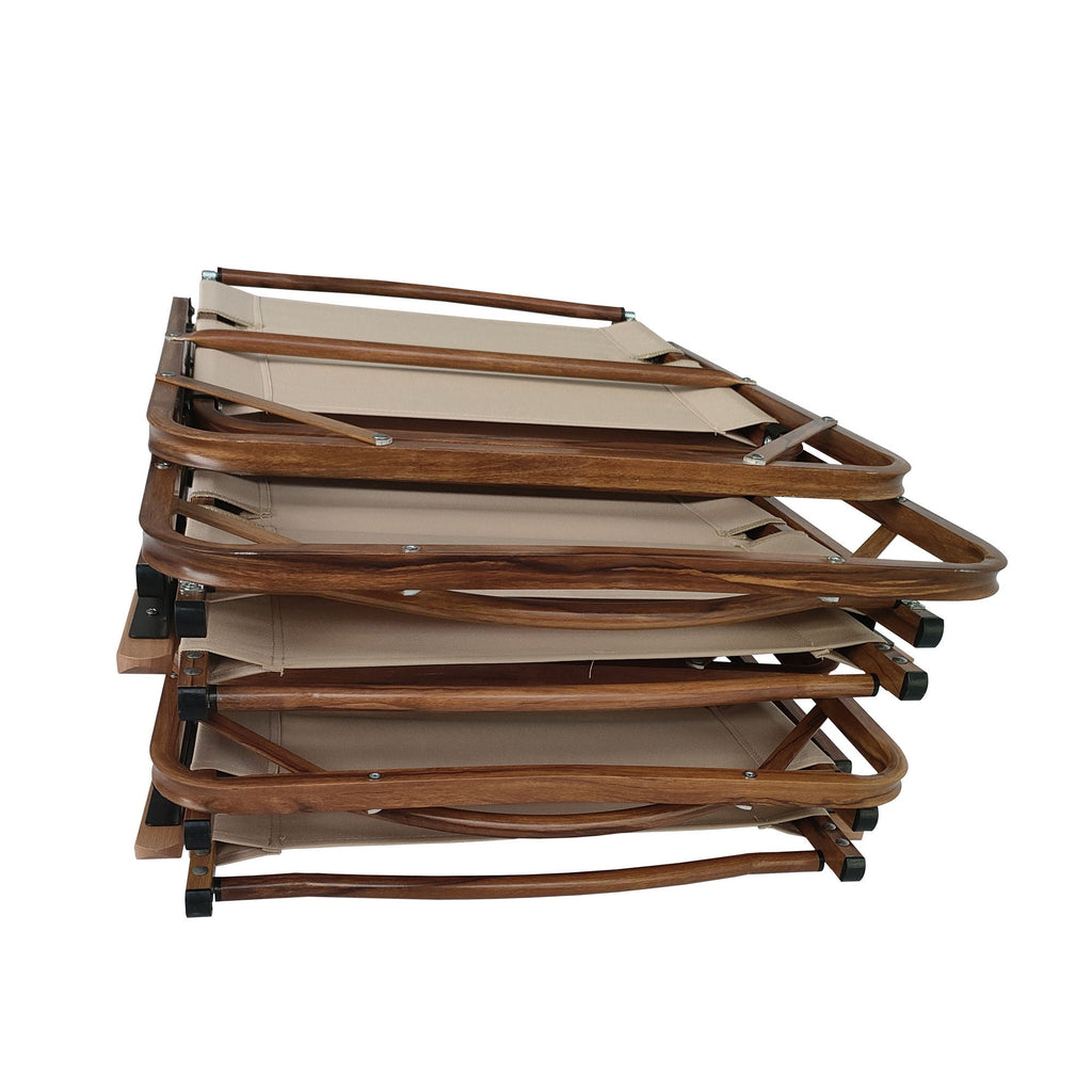 Foldable Portable Chair Set with Armrests - Brown