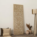 Floral Hand Carved Mandala Rectangle Wall Decor with Mirror - Antique Brown / White