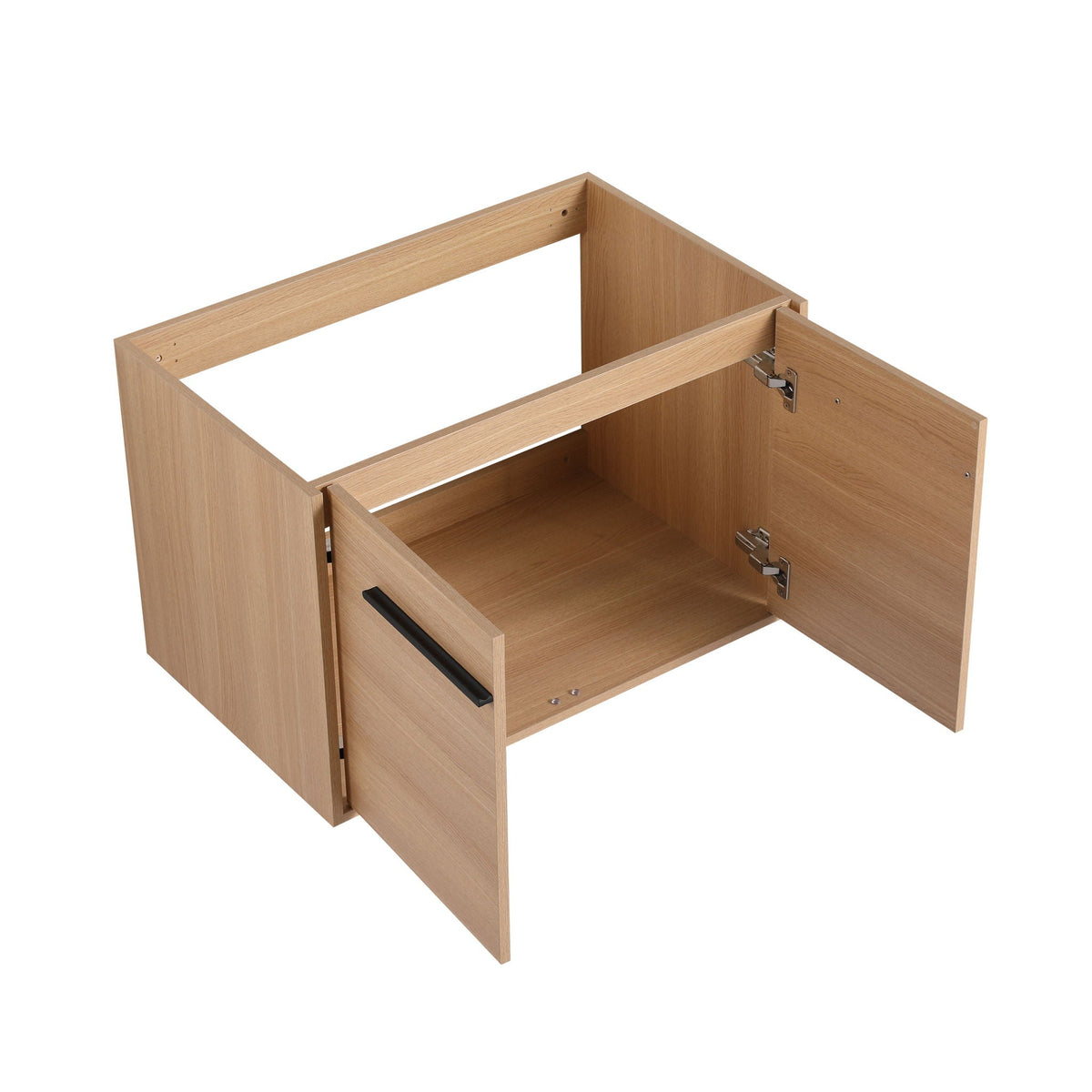 Bathroom Vanity Set with Resin Countertop Sink and 2 Doors - Light Brown Oak