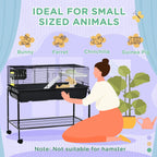 Small Animal Cage with Removable Stand and Wheels - Black