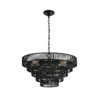 24" Rustic 5-Tier Pendant Light Chandelier with 8 E12 Sockets - Black