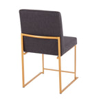 Contemporary High Back Dining Chair Set with Upholstered Seat - Multiple Colors