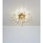 Gold Flush Mount Ceiling Light with Crystal Petals - Gold
