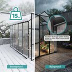 Windproof Greenhouse with Raised Base - Polycarbonate Panels - Black
