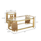 Modern Luxury Coffee Table and Side Table Set with Tempered Glass – Silver or Gold