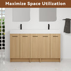 60" Double Sink Bathroom Vanity with Extra-Large Storage - Light Oak