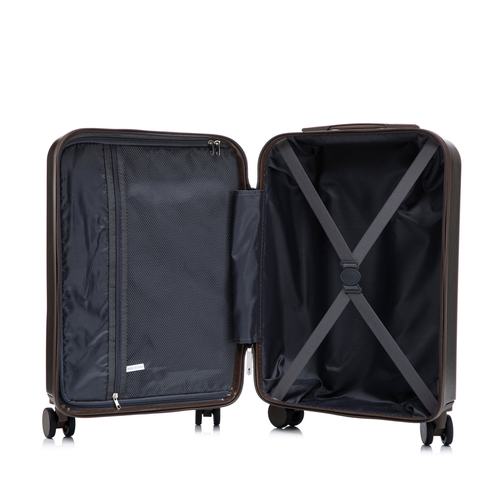ABS Spinner Wheel Luggage Set with Cosmetic Case - Brown