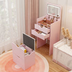 3-in-1 Multifunctional Dressing Table Set with Adjustable Lighting - Wood