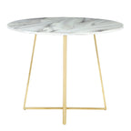 Contemporary Glam Dining Table with Round Marble Top - Pearl Silver, Gold, or Black