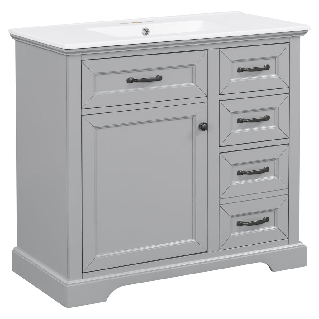 36" Bathroom Vanity with Sink and Soft Close Hinges - Dark Gray or White