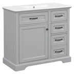 36" Bathroom Vanity with Sink and Soft Close Hinges - Dark Gray or White