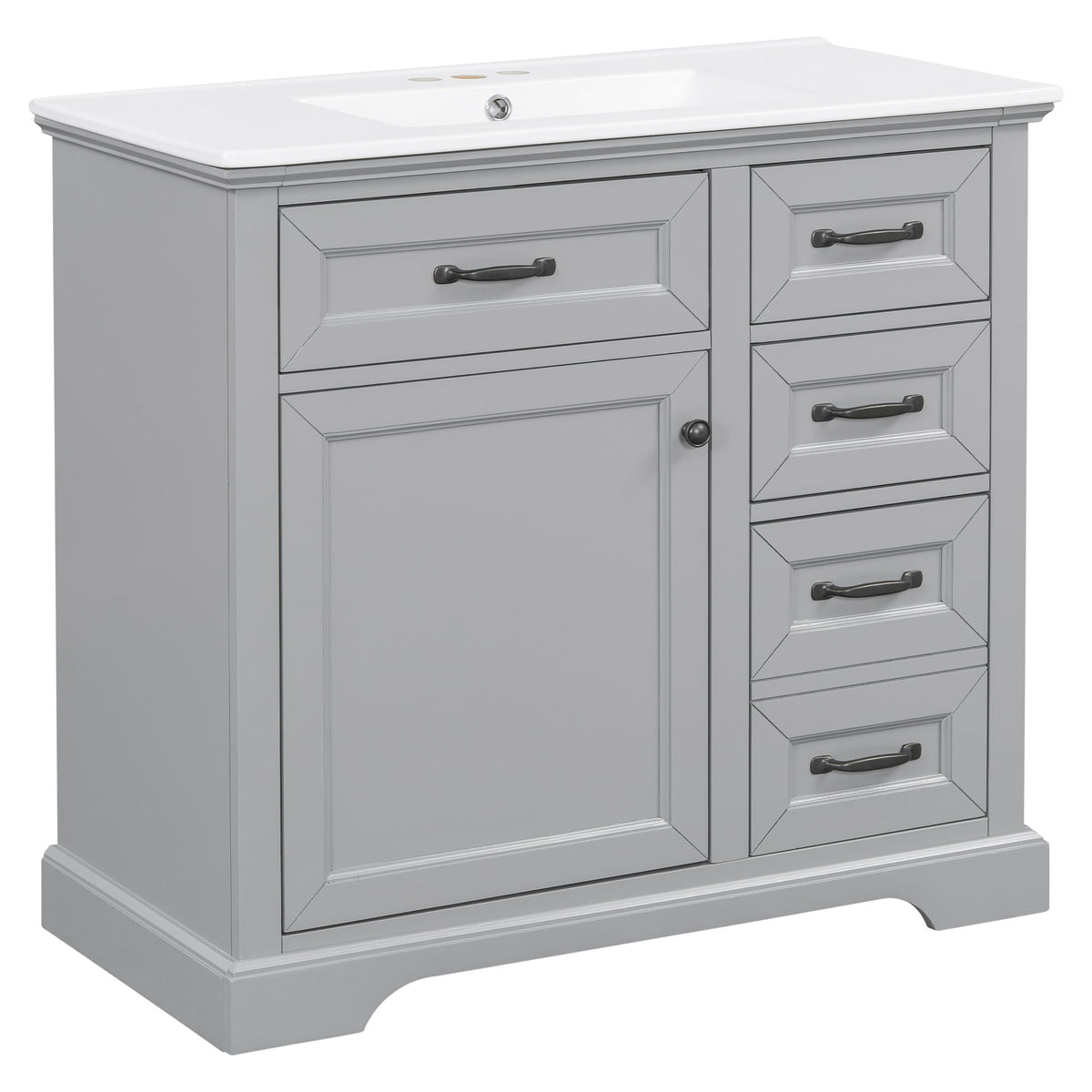 36" Bathroom Vanity with Sink and Soft Close Hinges - Dark Gray or White
