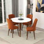 White Round Dining Table with Solid Wood Construction - White